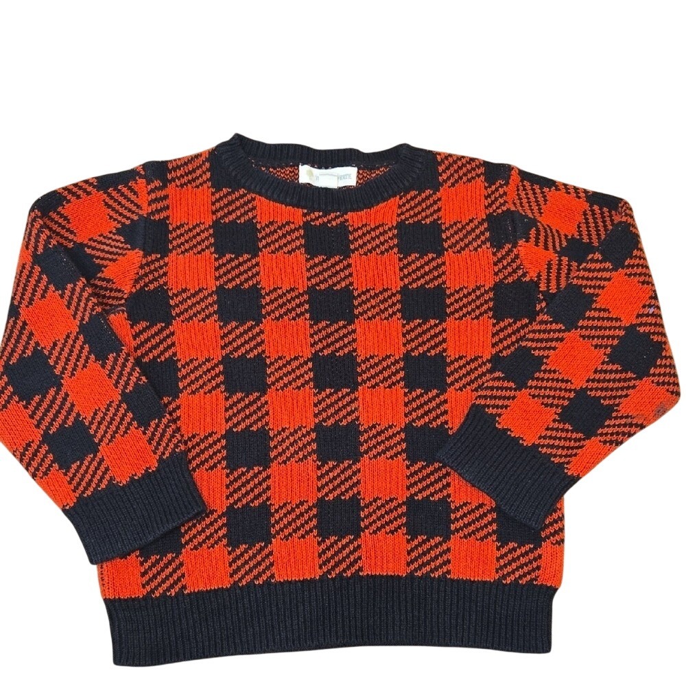 Tucker+Tate Boy's Sweater Red Black Checkered 100% Cotton Sz 3 Holiday Christmas